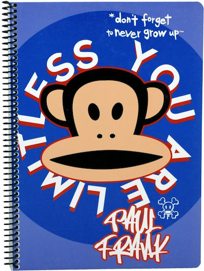 Paul Frank Σπιράλ Τετράδιο Ριγέ Α4 70 Φύλλων 2 Θεμάτων