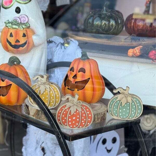 Koopman Ceramic Pumpkin Halloween LED 14x15cm 3 Designs Battery