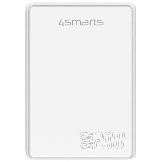 4Smarts Φορτιστής Χωρίς Καλώδιο GaN με Θύρα USB-A και Θύρα USB-C 20W Power Delivery Λευκός (FlatPlug Duos)