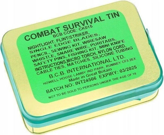 BCB Survival Tin Θήκη Επιβίωσης με Σφυρίχτρα, Παραμάνες & Σετ Ραπτικής