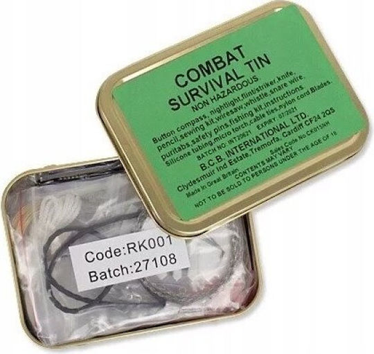 BCB Survival Tin Θήκη Επιβίωσης με Σφυρίχτρα, Παραμάνες & Σετ Ραπτικής