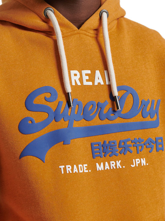 Superdry Logo Φούτερ 6rg/thrift Gold Marl με Κουκούλα