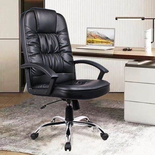 Executive Reclining Office Chair with Fixed Arms Black