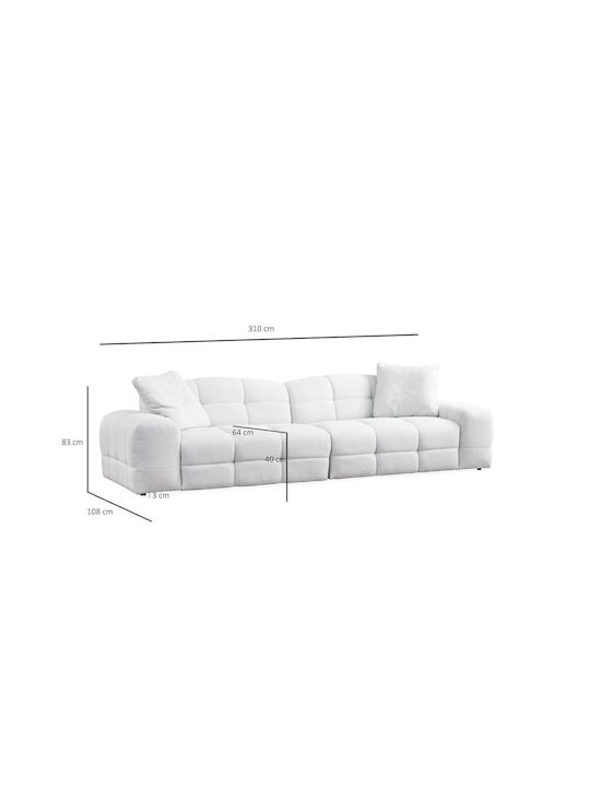 Pescara Τριθέσιος Καναπές White 310x108x83εκ.