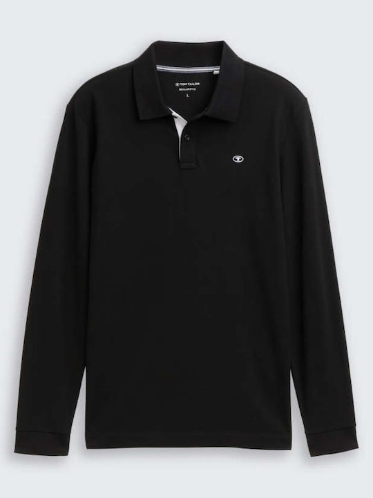 Basic Polo Short Sleeve Black Blouse