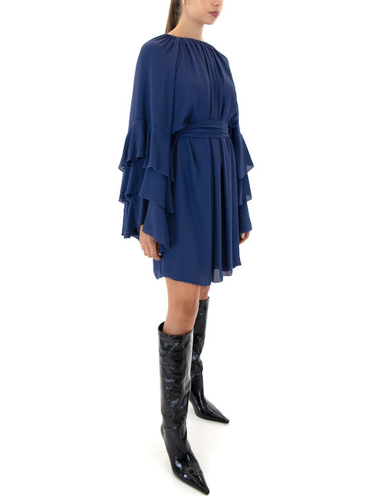 Mini Abendkleid mit Rüschen Blau