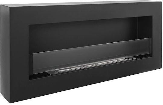 Globmetal Стенен Биоетанолова камина Вътрешно пространство Сив 90x12x40см