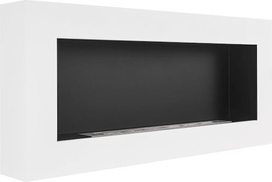 Globmetal Стенен Биоетанолова камина Вътрешно пространство Бял 90x12x40см