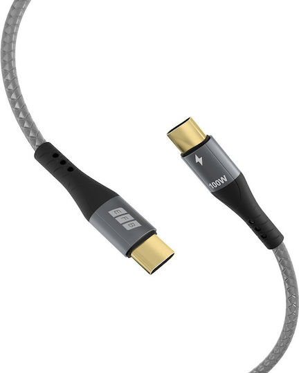 EFB Braided USB 2.0 Cable USB-C male - USB-C 100W PD Γκρι
