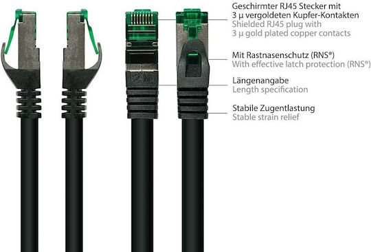 Good Connections Direktbefestigung Kupfer Kat.6a (Gigabit) Netzwerkkabel Ethernet Außenbereich 3m Schwarzes