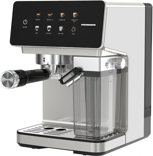 Heinner Automatic Espresso Machine 1350W Pressure 20bar for Cappuccino Silver HEM-LK20DMLK