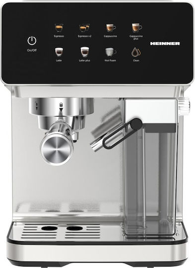 Heinner Automatic Espresso Machine 1350W Pressure 20bar for Cappuccino Silver HEM-LK20DMLK