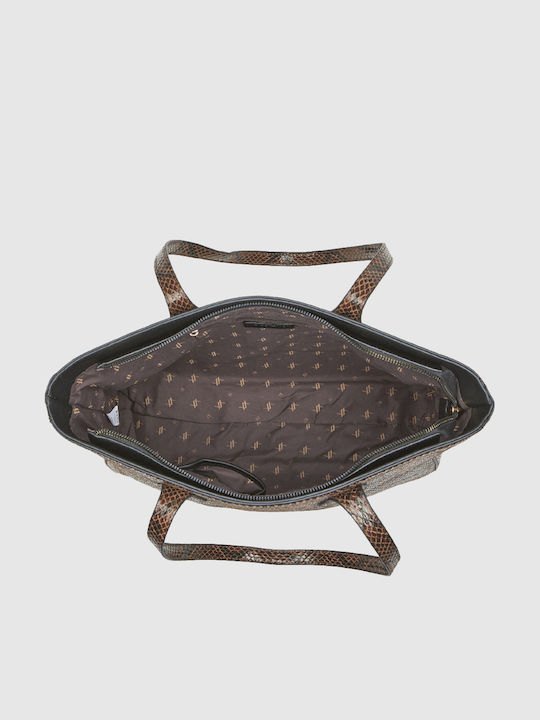 Damen-Schultertasche Animal Print Braun