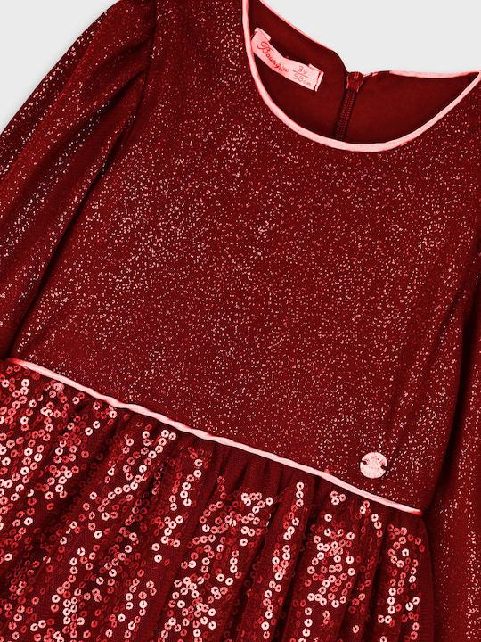 Children's Dress Long Sleeve Tulle Bordeaux