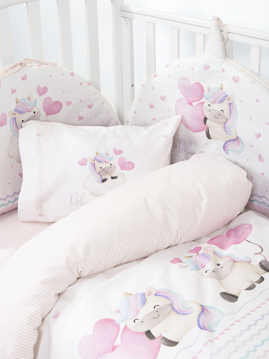 Nima Set Copertă de Pătuț cu Față de Pernă Multicoloră 110x145cm. Nima Set Copertă de Pătuț cu Față de Pernă Multicoloră 110x145cm.