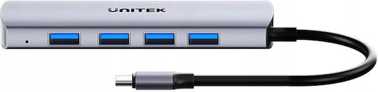 Unitek USB 3.0 4-Port Hub with USB-C Connection Gray