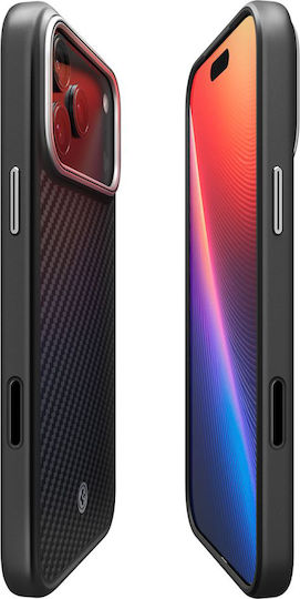 Spigen Enzo Aramid T Umschlag Rückseite Aramid Fiber Black Silver (iPhone 17 Pro)