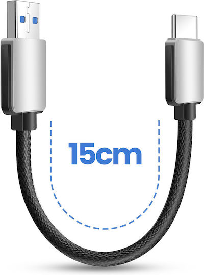 Avizar Pack of 5 Mini USB to USB-C Cables 15cm Carplay Android Auto Charging Station Gray