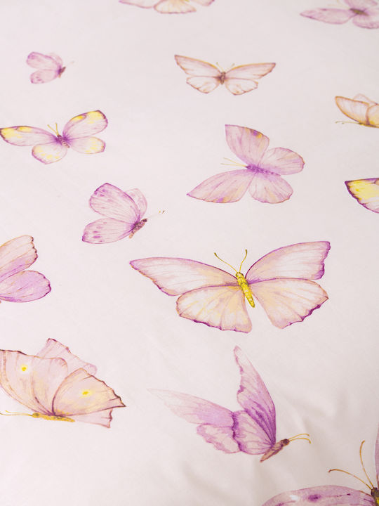 Nima Set Kinderbettbezug Einzel mit Kissenbezug Baumwolle Rosa 160x240cm