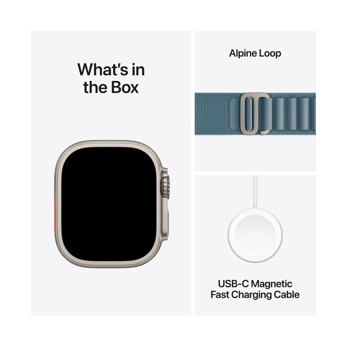 Apple Watch Ultra 3 Titanium 49mm Αδιάβροχο με eSIM και Παλμογράφο (Natural Titanium Case with Light Blue Alpine Loop - Medium) (MEWM4QF/A)