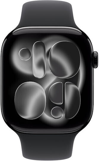 Apple Watch Series 11 Aluminiu 42mm Rezistent la apă cu eSIM (Jet Black Aluminium Case with Black Sport Band - M/L)