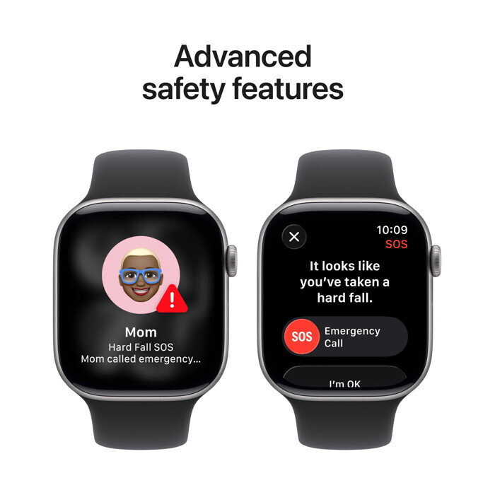 Apple Watch Series 11 Aluminium 46mm Αδιάβροχο με Παλμογράφο (Space Grey Aluminium Case with Black Sport Band - M/L) (MEV44LWA)