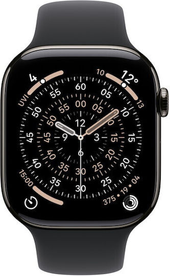 Apple Watch Series 11 Titanium 46mm Waterproof with eSIM and Heart Rate Monitor (Slate Titanium Case with Black Sport Band - M/L)