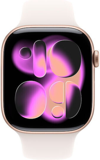 Apple Watch Series 11 Алуминий 42мм Водоустойчив с eSIM и Пулсомер (Rose Gold Aluminium Case with Light Blush Sport Band - S/M)