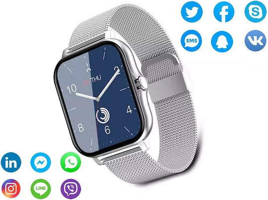 Verk Group Y13 Smartwatch με Παλμογράφο (Ασημί)