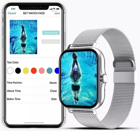 Verk Group Y13 Smartwatch με Παλμογράφο (Ασημί)