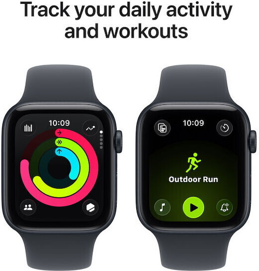 Apple Watch SE 3 Aluminium 44mm Waterproof with Heart Rate Monitor (Midnight Aluminium Case with Midnight Sport Band - M/L)