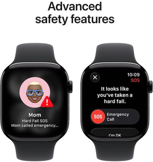 Apple Watch Series 11 Aluminium 46mm Waterproof with eSIM and Heart Rate Monitor (Jet Black Aluminium Case with Black Sport Band - M/L)