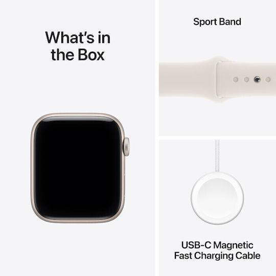 Apple Watch SE 3 Cellular Aluminium 40mm Waterproof with eSIM and Heart Rate Monitor (Starlight Aluminium Case with Starlight Sport Band - M/L)