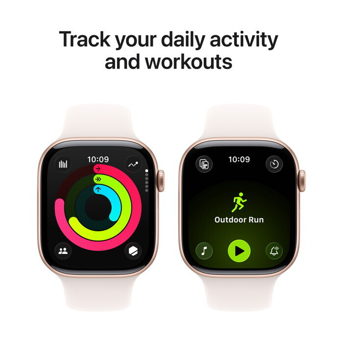 Apple Watch Series 11 Aluminium 46mm Αδιάβροχο με Παλμογράφο (Rose Gold Aluminium Case with Light Blush Sport Band - M/L) (MEV74ETA)