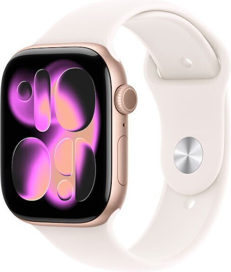 Apple Watch Series 11 Aluminium 42mm Wasserdicht mit eSIM und Pulsmesser (Rose Gold Aluminium Case with Light Blush Sport Band - M/L)