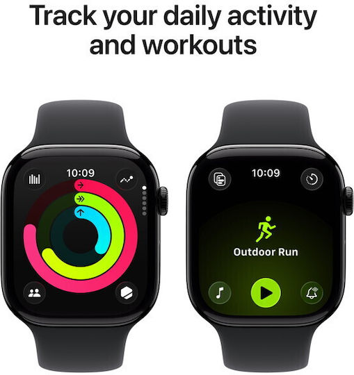 Apple Watch Series 11 Aluminium 42mm Waterproof with Heart Rate Monitor (Jet Black Aluminium Case with Black Sport Band - S/M)