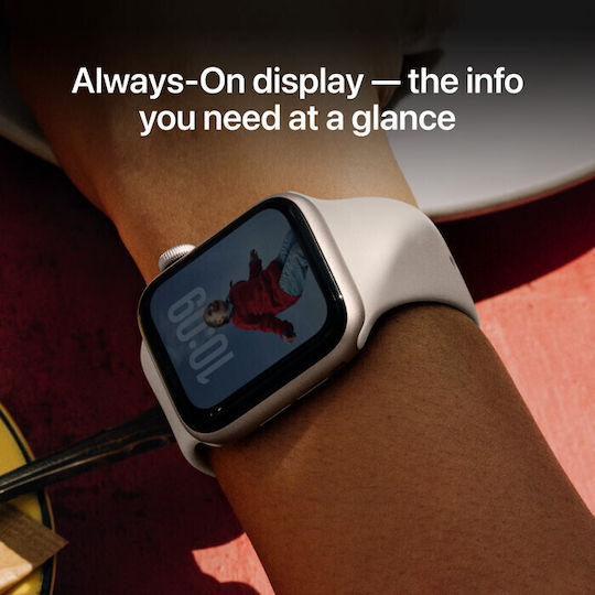 Apple Watch SE 3 Aluminium 40mm Waterproof with Heart Rate Monitor (Starlight Aluminium Case with Starlight Sport Band - M/L)