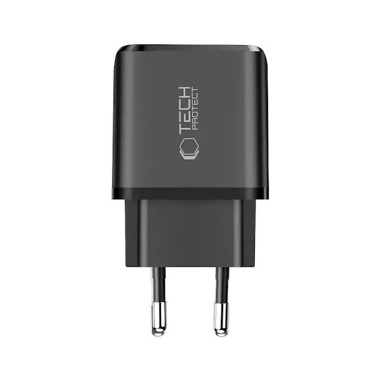 Tech-Protect Charger Without Cable with USB-A Port and USB-C Port 30W Power Delivery / Quick Charge 3.0 Blacks (NCA30)