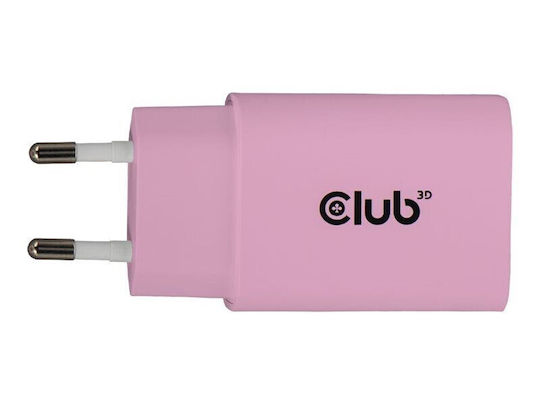 Club3D Зарядно без кабел с USB-C порт 30W Power Delivery Розов (CAC-3021)