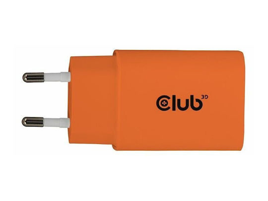 Club3D Charger Without Cable with USB-C Port 30W Power Delivery Orange (CAC-3023)