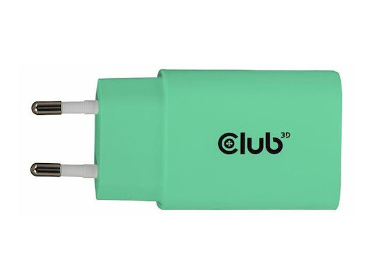 Club3D Charger Without Cable with USB-C Port 30W Power Delivery Greens (CAC-3024)
