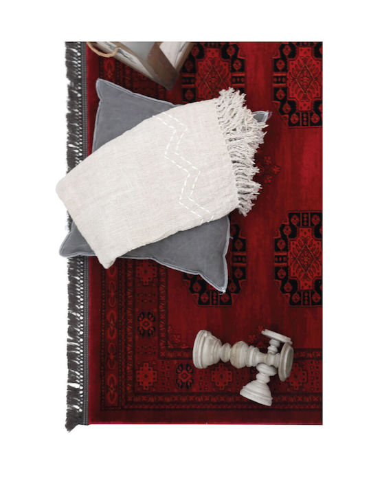 Royal Carpet Afgan 6871 Lucrat manual Covor Rectangular cu franjuri Bordeaux