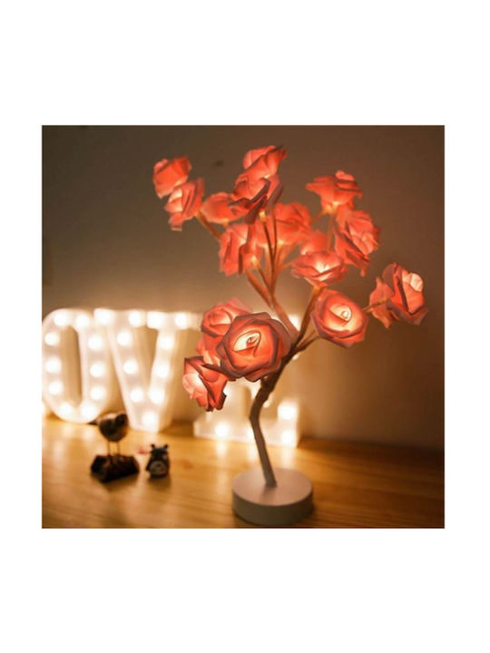 LED Baum mit Rosa Rosen Beleuchtung USB & 2 Beleuchtungsfunktionen 48cm