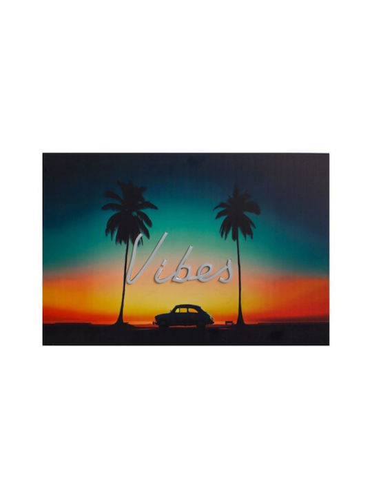 Wooden Painting LED Neon Lighting Sunset Vibes 60x40cm