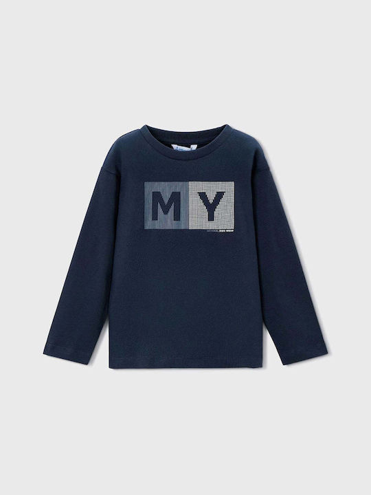 Kids' Shirt Long Sleeve Navy Blue Basic