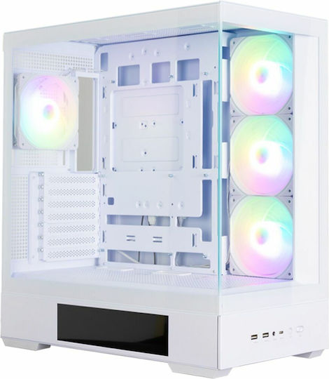 Zalman P40 DS Геймърско бюро Midi Tower Компютърна кутия със страничен прозорец Бял