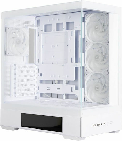 Zalman P40 DS Геймърско бюро Midi Tower Компютърна кутия със страничен прозорец Бял