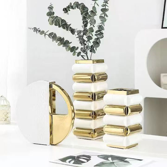 Keskor Διακοσμητικό Βάζο Κεραμικό Λευκό Φ25xΥ25cm