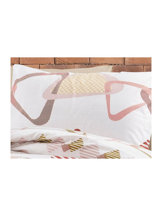Dimcol Σετ Σεντόνια Υπέρδιπλα 220x240εκ. White-beige 490 (4τμχ)