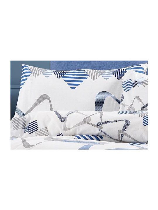 Dimcol Sheet Sets Queen 240x270cm. 489 White-blue 4pcs